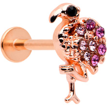 Load image into Gallery viewer, 16G 5/16 Pink Gem Rose Gold Tone Fashion Flamingo Labret Tragus

