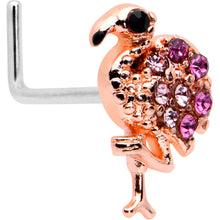 Load image into Gallery viewer, 20G 7mm Pink Gem Rosy Fashion Flamingo L Shape Nose Ring
