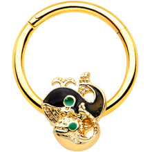 Load image into Gallery viewer, 16G 3/8 Gold Tone Mom Baby Whale Hinged Segment Ring
