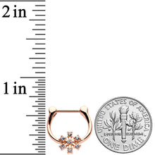 Load image into Gallery viewer, 16G 5/16 Clear Gem Rose Gold Tone Geo Snowflake Cartilage Clicker
