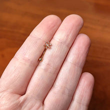 Load image into Gallery viewer, 16G 5/16 Clear Gem Rose Gold Tone Snowflake Curved Eyebrow Ring
