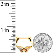 Load image into Gallery viewer, 16G 5/16 Orange Gem Gold Tone Baroque Butterfly Cartilage Clicker
