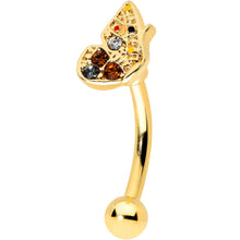 Load image into Gallery viewer, 16G 5/16 Orange Black Gem Gold Tone Butterfly Curved Eyebrow Ring
