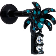 Load image into Gallery viewer, 16G 5/16 Clear Gem Black Night Palm Tree Dangle Labret Tragus
