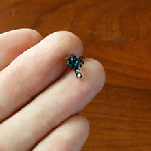 Load image into Gallery viewer, 16G 5/16 Clear Gem Black Night Palm Tree Dangle Labret Tragus

