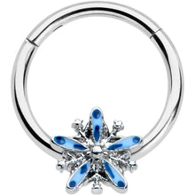 Load image into Gallery viewer, 16G 3/8 Snowflake Blues Christmas Hinged Segment Ring
