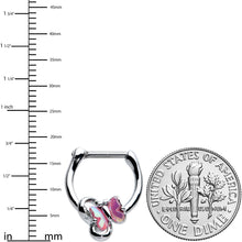 Load image into Gallery viewer, 16G 5/16 Heart Pink Butterfly Cartilage Clicker

