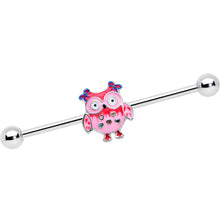 Load image into Gallery viewer, 14G Owl Pink Bows Hearts Industrial Barbell 38mm
