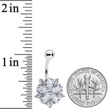 Load image into Gallery viewer, Clear CZ Gem Floral Burst Baroque Belly Ring
