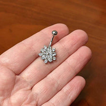 Load image into Gallery viewer, Clear CZ Gem Floral Burst Baroque Belly Ring
