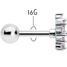 Load image into Gallery viewer, 16G 1/4 Pink CZ Gem Floral Burst Cartilage Tragus Earring
