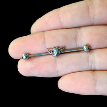 Load image into Gallery viewer, 14G Aurora Gem Art Deco Style Waves Industrial Barbell 38mm
