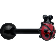 Load image into Gallery viewer, Black Classic Ladybug Top End Barbell Tongue Ring
