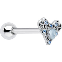 Load image into Gallery viewer, Blue Gem Twining Heart Mystic Orb Barbell Tongue Ring
