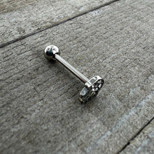 Load image into Gallery viewer, Clear CZ Gem Understated Hamsa Hand Barbell Tongue Ring
