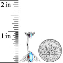 Load image into Gallery viewer, Aurora Gem Art Deco Scrollwork Ovals Double Mount Belly Ring
