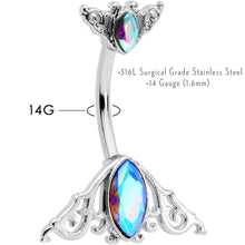 Load image into Gallery viewer, Aurora Gem Art Deco Scrollwork Ovals Double Mount Belly Ring

