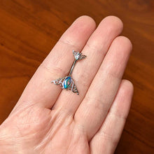 Load image into Gallery viewer, Aurora Gem Art Deco Scrollwork Ovals Double Mount Belly Ring
