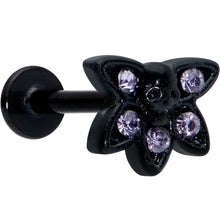 Load image into Gallery viewer, 16G 5/16 Purple Gem Black Skull Blossom Labret Monroe Tragus
