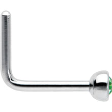 Load image into Gallery viewer, 20G 1/4 Green Gem Press Fit L Shape Nose Ring
