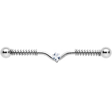 Load image into Gallery viewer, 14G Clear Gem Vee Spring Coil Project Bar 38mm
