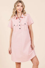 Load image into Gallery viewer, New Button Detail Collared Neck Short Sleeve Shirt Dress For Women – Chic, Trendy, Casual, Unique, Versatile &amp; Classic Elegance
