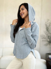 Load image into Gallery viewer, Culture Code Full Size Ribbed Zip Up Drawstring Hooded Jacket Women Trendy Jacket With Adjustable Hood For Women
