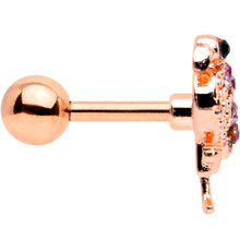 Load image into Gallery viewer, 16G 1/4 Pink Gem Rose Gold Hue Fashion Flamingo Cartilage Tragus
