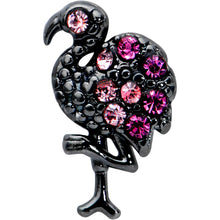 Load image into Gallery viewer, 20G 1/4 Pink Gem Fashion Flamingo Black Nose Bone
