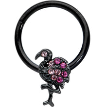 Load image into Gallery viewer, 16G 3/8 Pink Gem Black Fashion Flamingo Hinged Segment Ring
