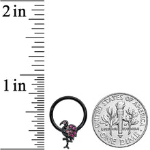 Load image into Gallery viewer, 16G 3/8 Pink Gem Black Fashion Flamingo Hinged Segment Ring
