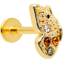Load image into Gallery viewer, 16G 5/16 Orange Gem Gold Tone Baroque Butterfly Labret Monroe Tragus
