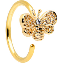 Load image into Gallery viewer, 20G 5/16 Clear Gem Gold Tone Beauty Bee Nose Hoop
