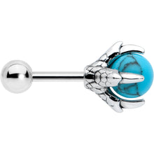 Load image into Gallery viewer, 16G 1/4 Blue Turquoise Claw Hand Cartilage Tragus Earring
