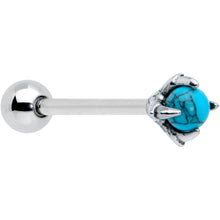 Load image into Gallery viewer, Blue Turquoise Skeleton Hand Halloween Barbell Tongue Ring
