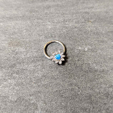 Load image into Gallery viewer, 16G 3/8 Blue Faux Opal Heart Sun Hinged Segment Ring
