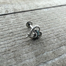 Load image into Gallery viewer, 16G 5/16 Dolphin Blue Heart Valentines Day Labret Monroe Tragus
