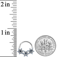 Load image into Gallery viewer, 16G 3/8 Clear Blue Gem Festive Trio Snowflake Hinged Segment Ring
