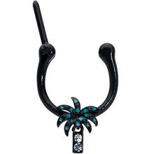 Load image into Gallery viewer, 16G 5/16 Clear Gem Black Night Palm Tree Dangle Cartilage Clicker
