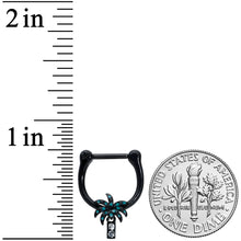 Load image into Gallery viewer, 16G 5/16 Clear Gem Black Night Palm Tree Dangle Cartilage Clicker
