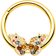 Load image into Gallery viewer, 16G 3/8 Orange Gem Gold Hue Baroque Butterfly Hinged Segment Ring
