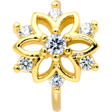 Load image into Gallery viewer, 20G 5/16 Clear CZ Gem Gold Tone Flower Snowflake Nose Hoop
