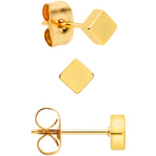 Load image into Gallery viewer, 3mm 4mm 5mm Square Gold Tone 316L Stainless Steel Stud Earrings 3 Pack
