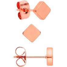 Load image into Gallery viewer, 3mm 4mm 5mm Square Rosy Hue 316L Stainless Steel Stud Earrings 3 Pack
