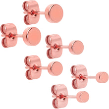 Load image into Gallery viewer, 20G Rose Gold PVD Stainless Steel Flat Disc Stud Earrings Set of 6
