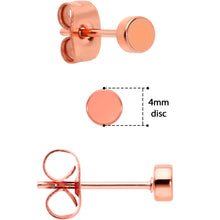 Load image into Gallery viewer, 20G Rose Gold PVD Stainless Steel Flat Disc Stud Earrings Set of 6

