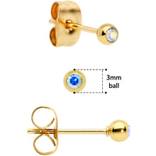 Load image into Gallery viewer, 3mm 4mm 5mm Aurora Gem Gold Tone Ball 316L Steel Stud Earrings 3 Pack
