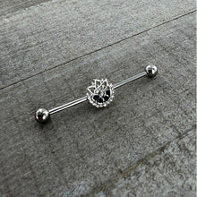Load image into Gallery viewer, 14G Blue Gem Abstract Arch Industrial Barbell 38mm
