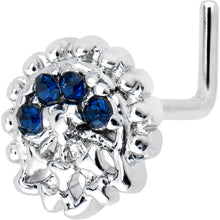 Load image into Gallery viewer, 20G 7mm Blue Clear Gem Abstract Arch L Shape Nose Ring
