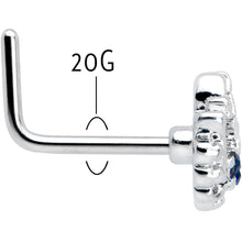 Load image into Gallery viewer, 20G 7mm Blue Clear Gem Abstract Arch L Shape Nose Ring
